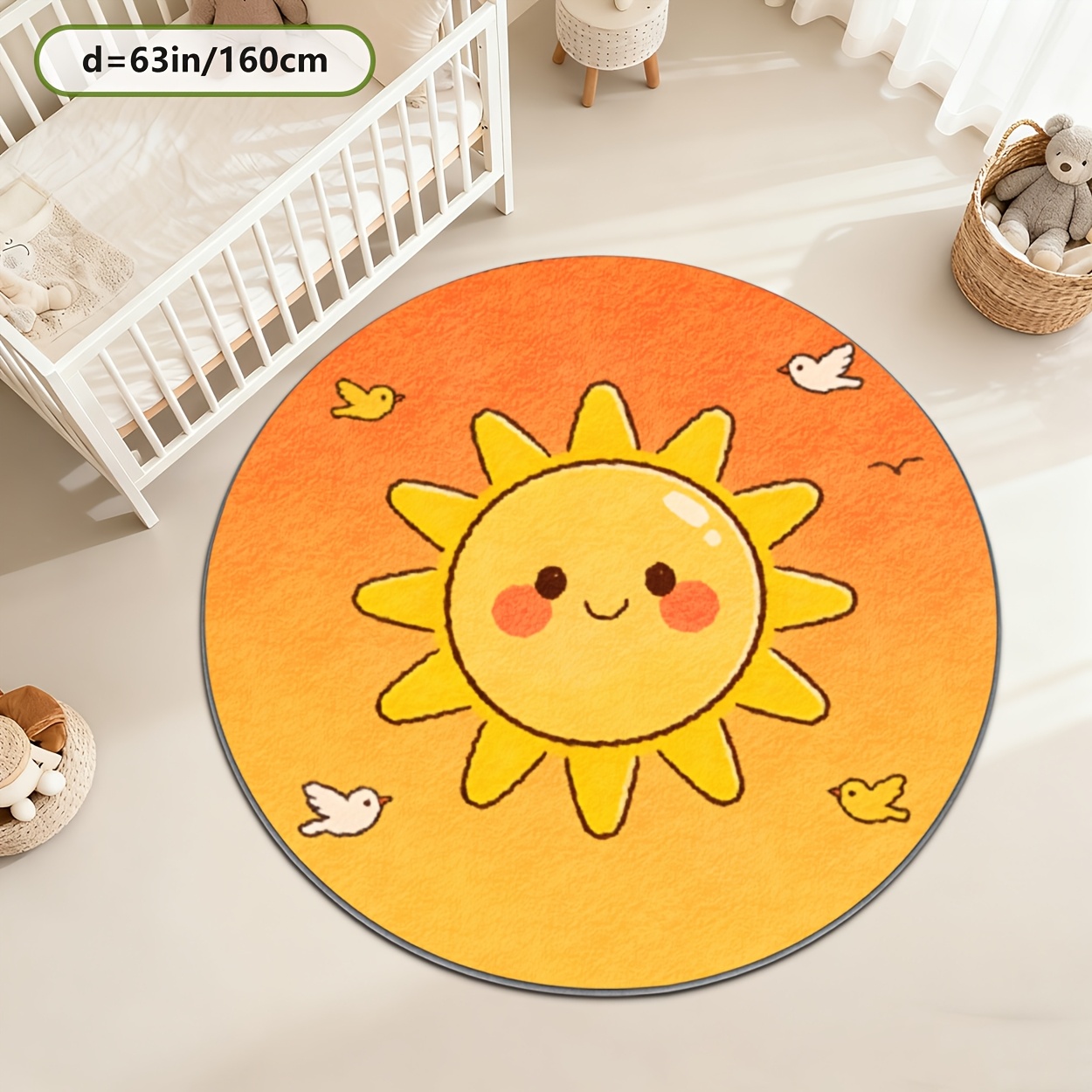 Kids Round Sun Rug Yellow Play - Baby Nursery Carpet incelemesi ve fiyatı
