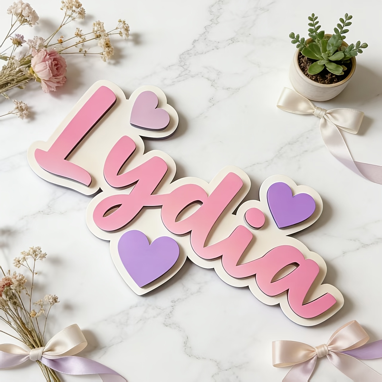 Personalized Gradient Heart Na - Baby Nursery Name Sign incelemesi ve fiyatı