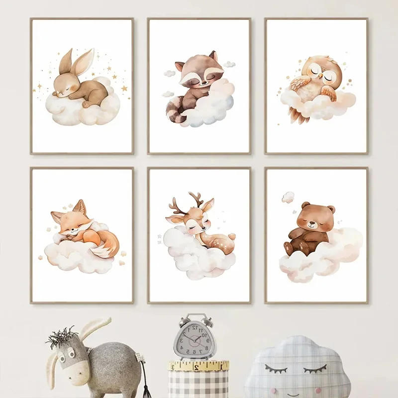 Cartoon Cloud Animal Canvas Pa - Baby Nursery Frames incelemesi ve fiyatı