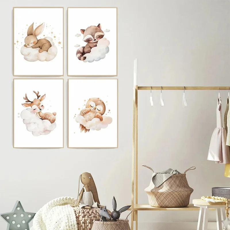 Cartoon Cloud Animal Canvas Pa - Baby Nursery Frames incelemesi ve fiyatı