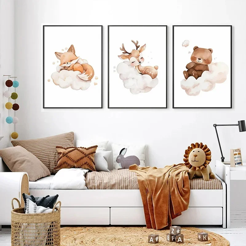 Cartoon Cloud Animal Canvas Pa - Baby Nursery Frames incelemesi ve fiyatı