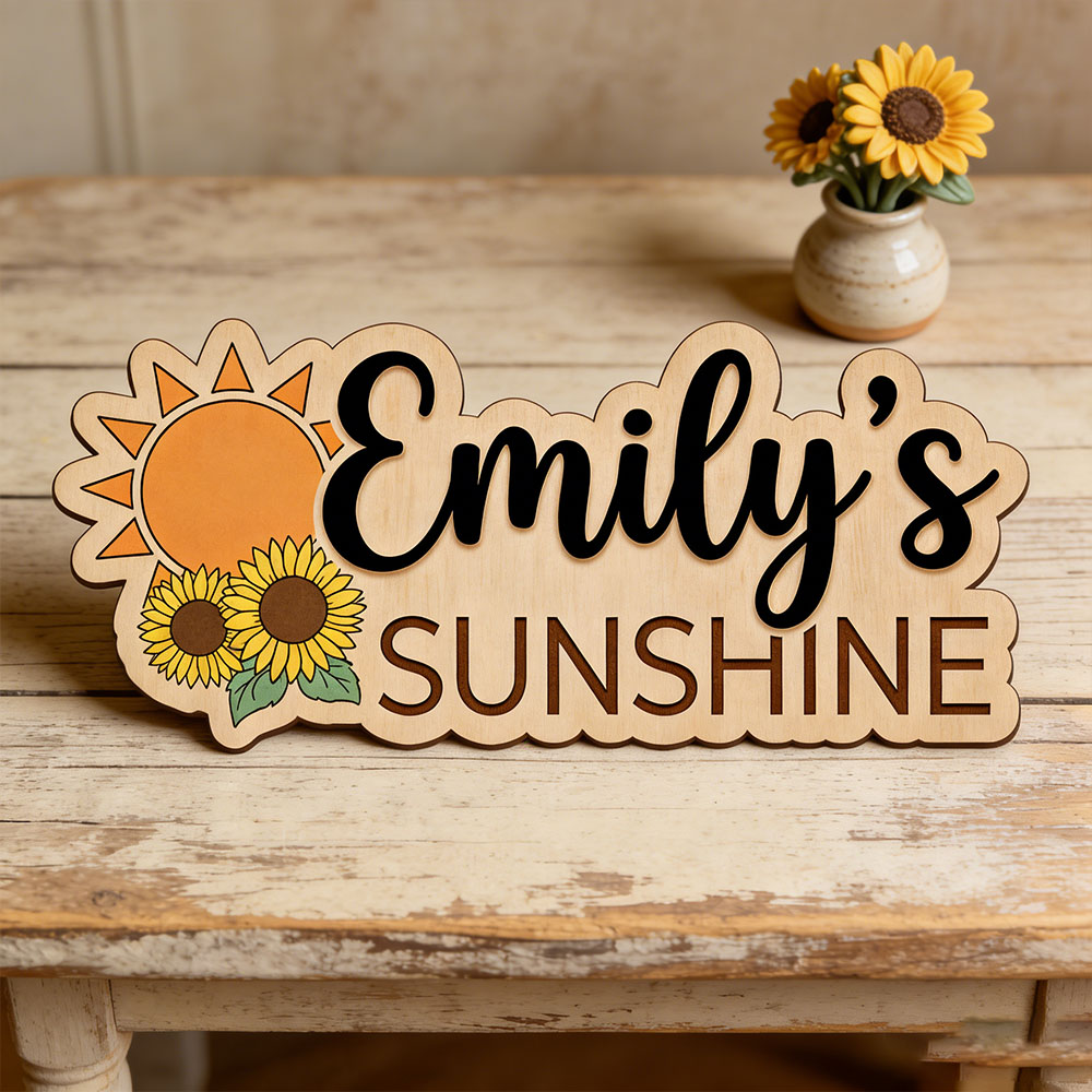 Sunflower Sunshine Themed Cust - Baby Nursery Name Sign incelemesi ve fiyatı