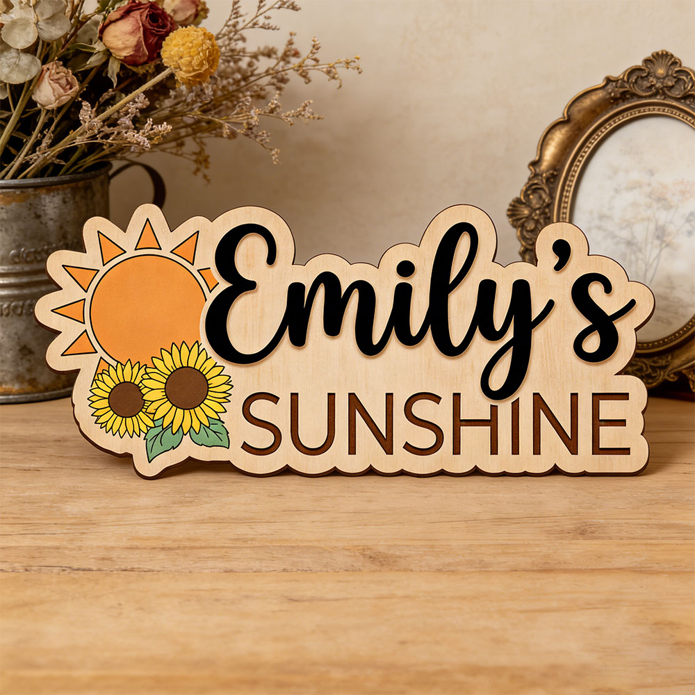 Sunflower Sunshine Themed Cust - Baby Nursery Name Sign incelemesi ve fiyatı
