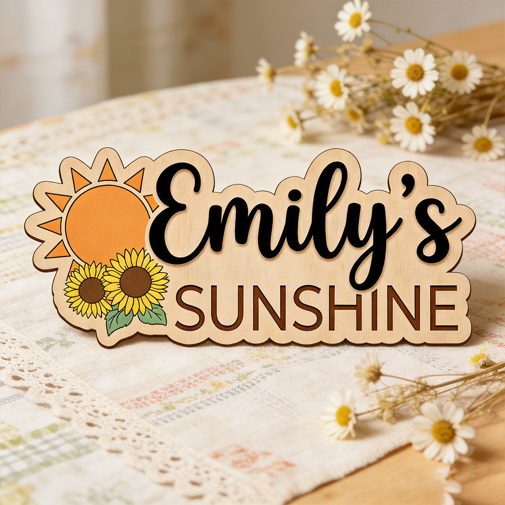 Sunflower Sunshine Themed Cust - Baby Nursery Name Sign incelemesi ve fiyatı