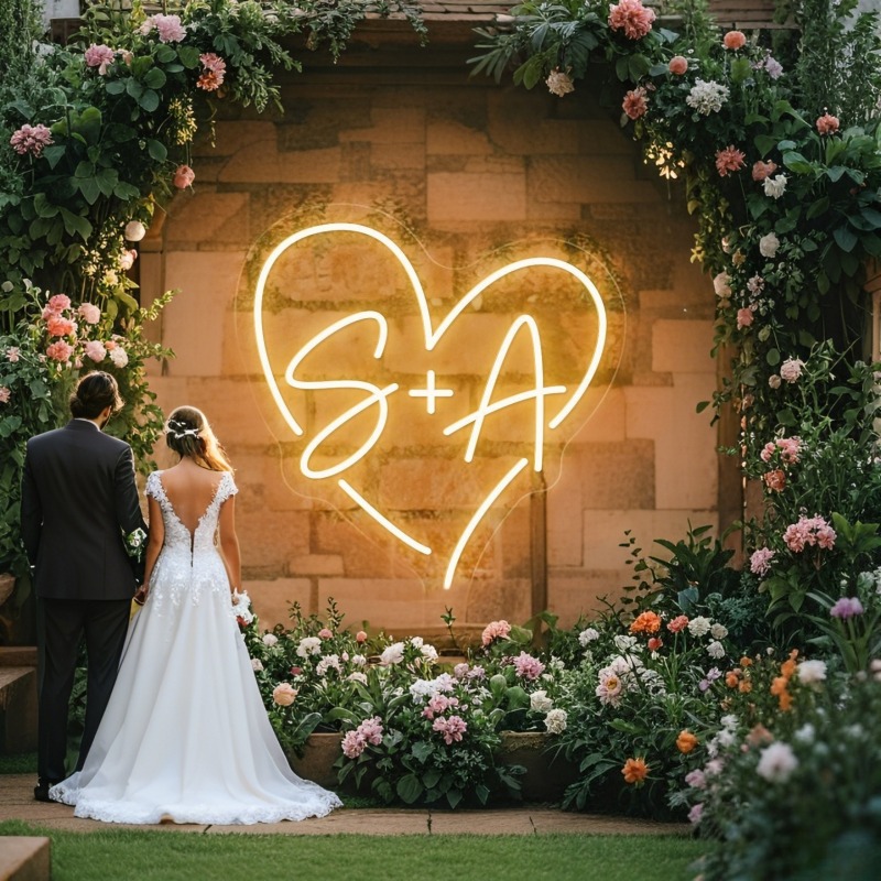 Custom Initials Heart LED Neon - Baby Nursery Name Sign incelemesi ve fiyatı