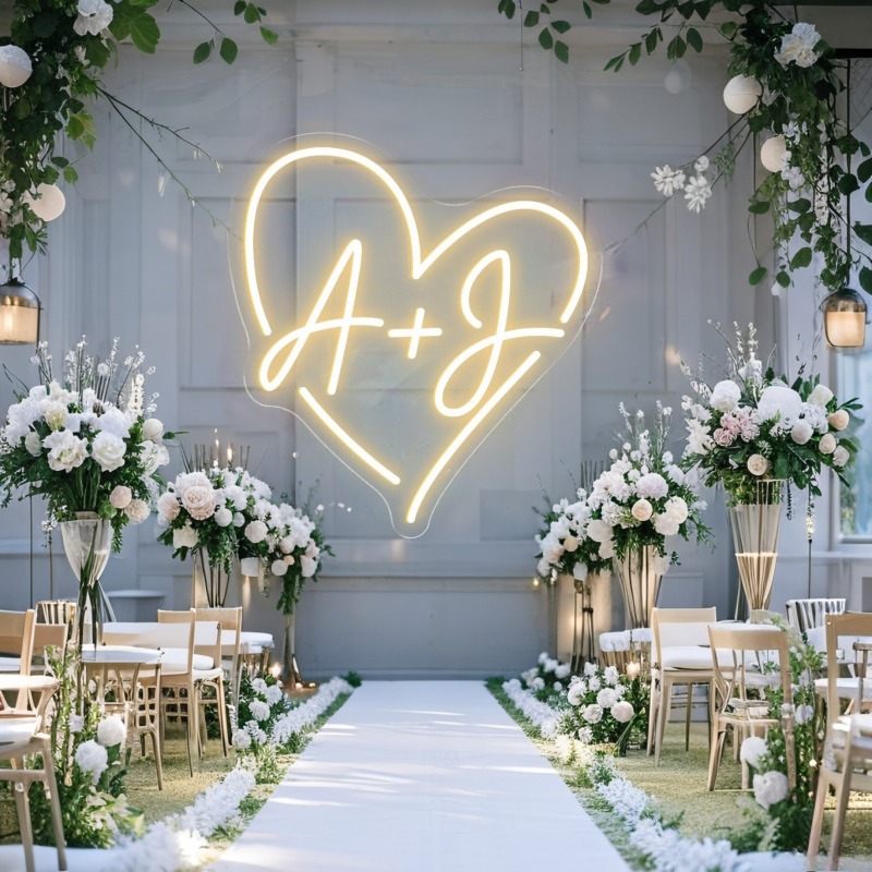 Custom Initials Heart LED Neon - Baby Nursery Name Sign incelemesi ve fiyatı