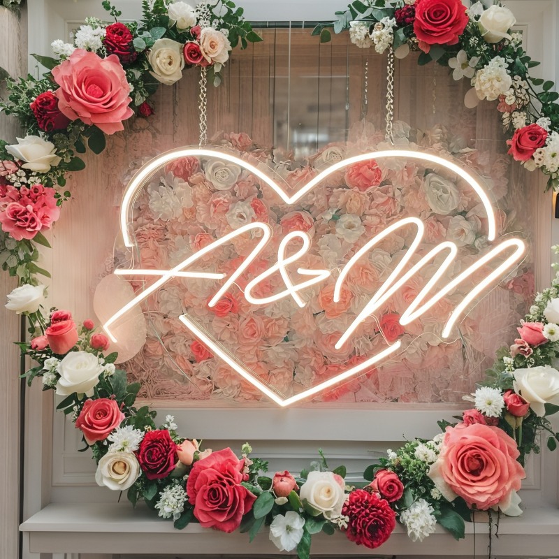 Custom Initials Heart LED Neon - Baby Nursery Name Sign incelemesi ve fiyatı
