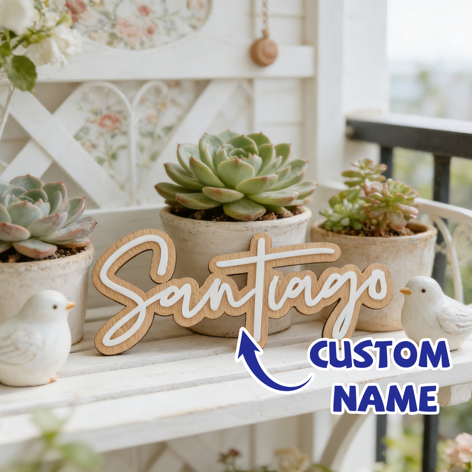 1Pc Custom Name Cute White Woo - Baby Nursery Decorations incelemesi ve fiyatı