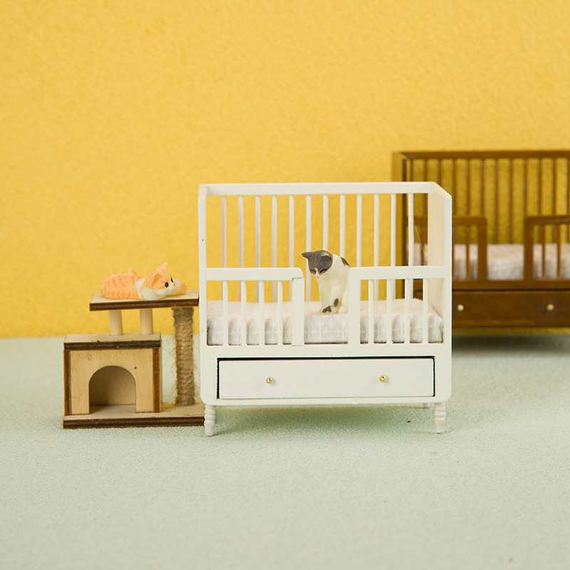 1:12 Miniature White Wood Baby - Baby Nursery Drawers incelemesi ve fiyatı