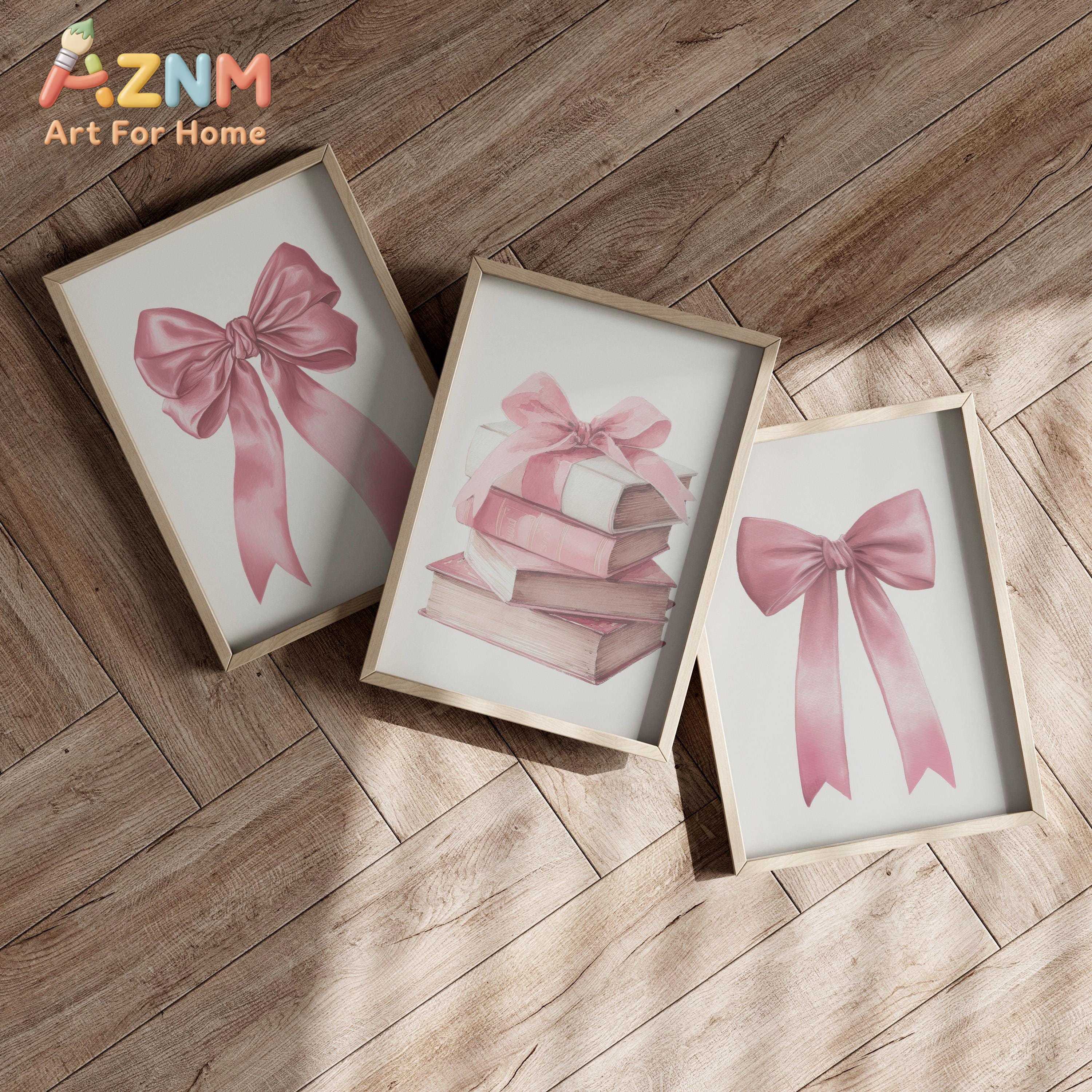 Pink Bows Wall Art Set of 3 Po - Baby Nursery Frames incelemesi ve fiyatı