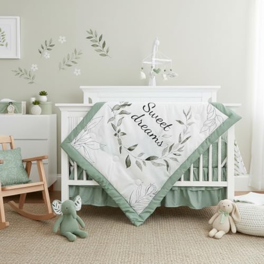 Green Crib Bedding Set 4-Piece - Baby Nursery Neutral incelemesi ve fiyatı