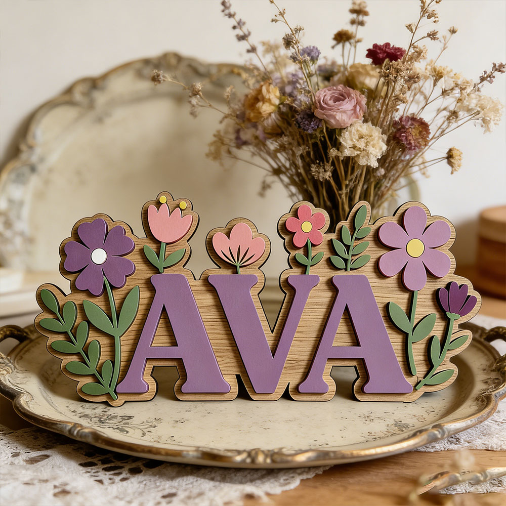 Custom 3D Flower Wreath Name D - Baby Nursery Themes Girl incelemesi ve fiyatı