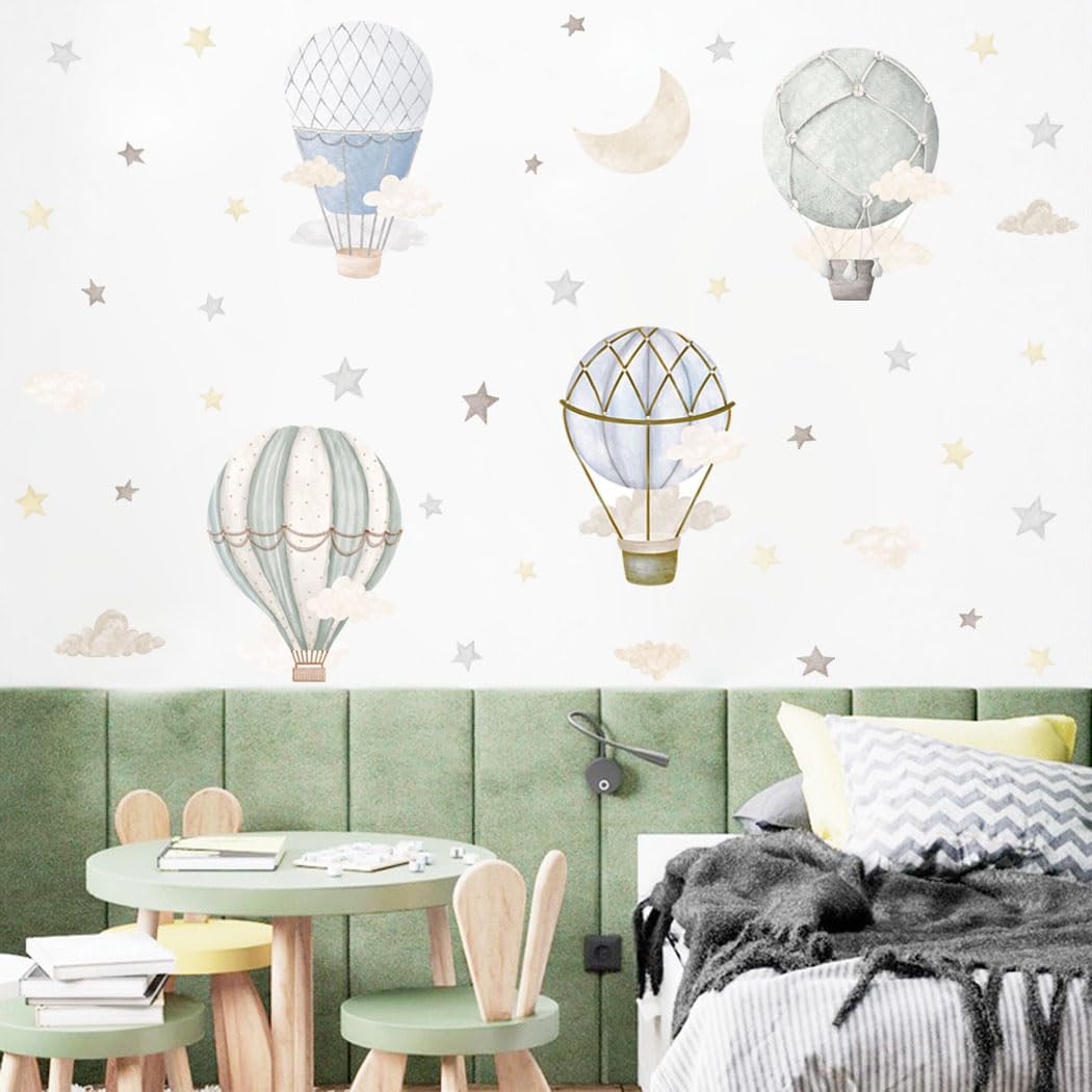 Watercolor Hot Air Balloon Wal - Wall Decal Nursery incelemesi ve fiyatı