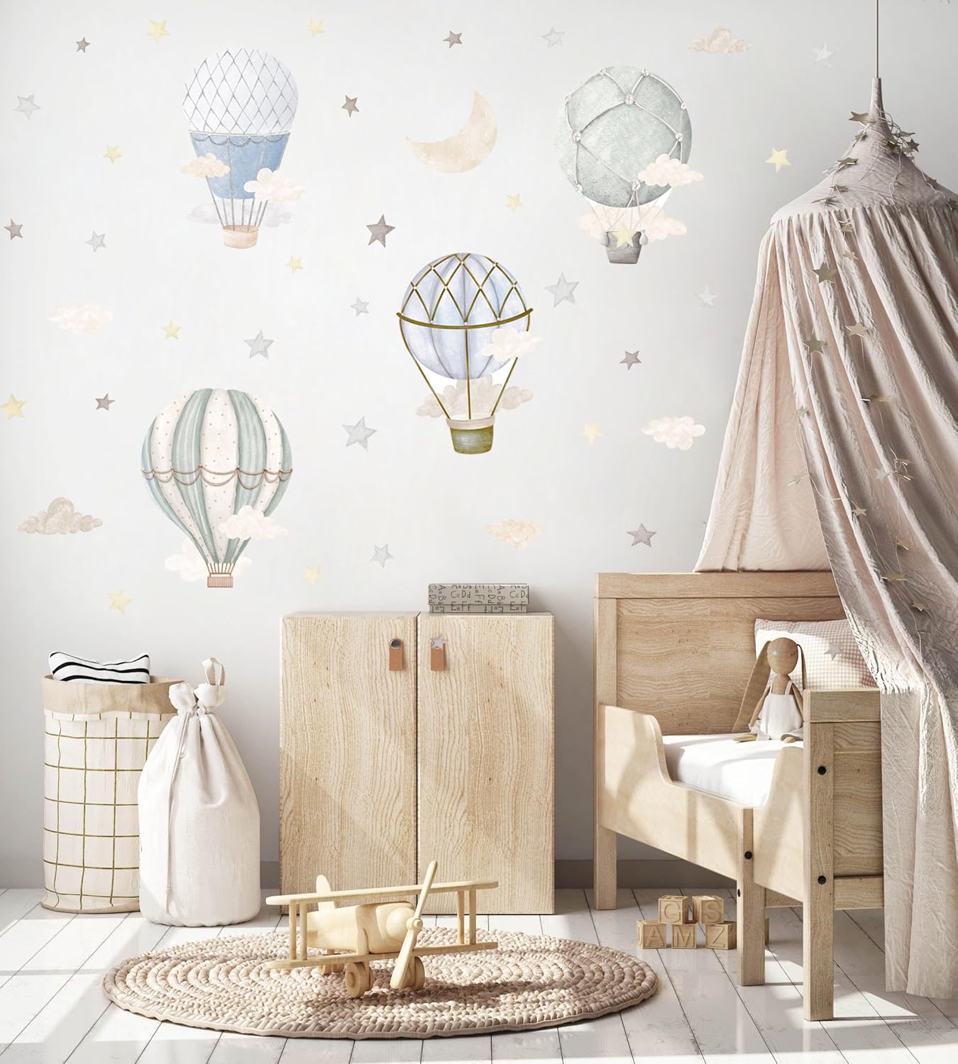 Watercolor Hot Air Balloon Wal - Wall Decal Nursery incelemesi ve fiyatı