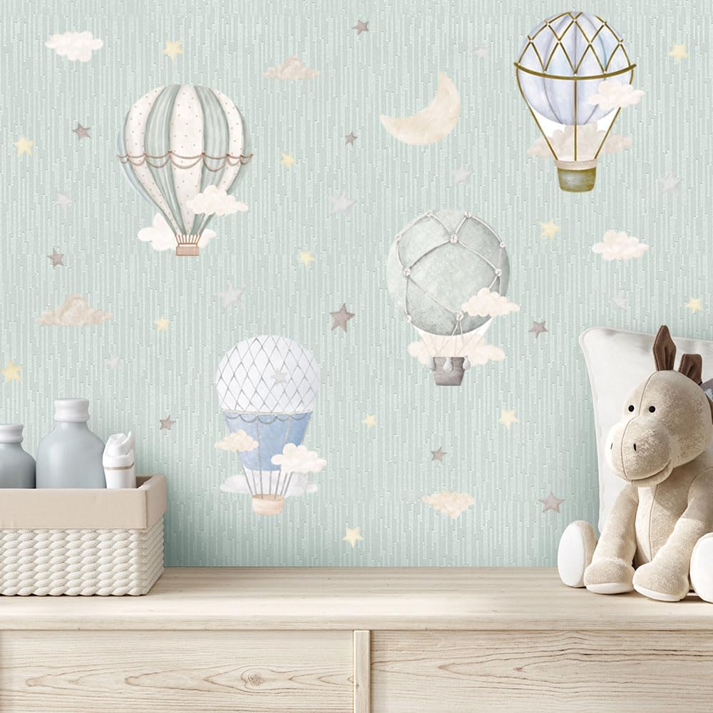 Watercolor Hot Air Balloon Wal - Wall Decal Nursery incelemesi ve fiyatı