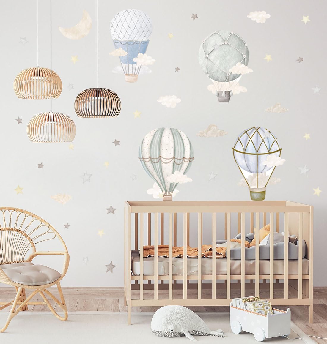 Watercolor Hot Air Balloon Wal - Wall Decal Nursery incelemesi ve fiyatı