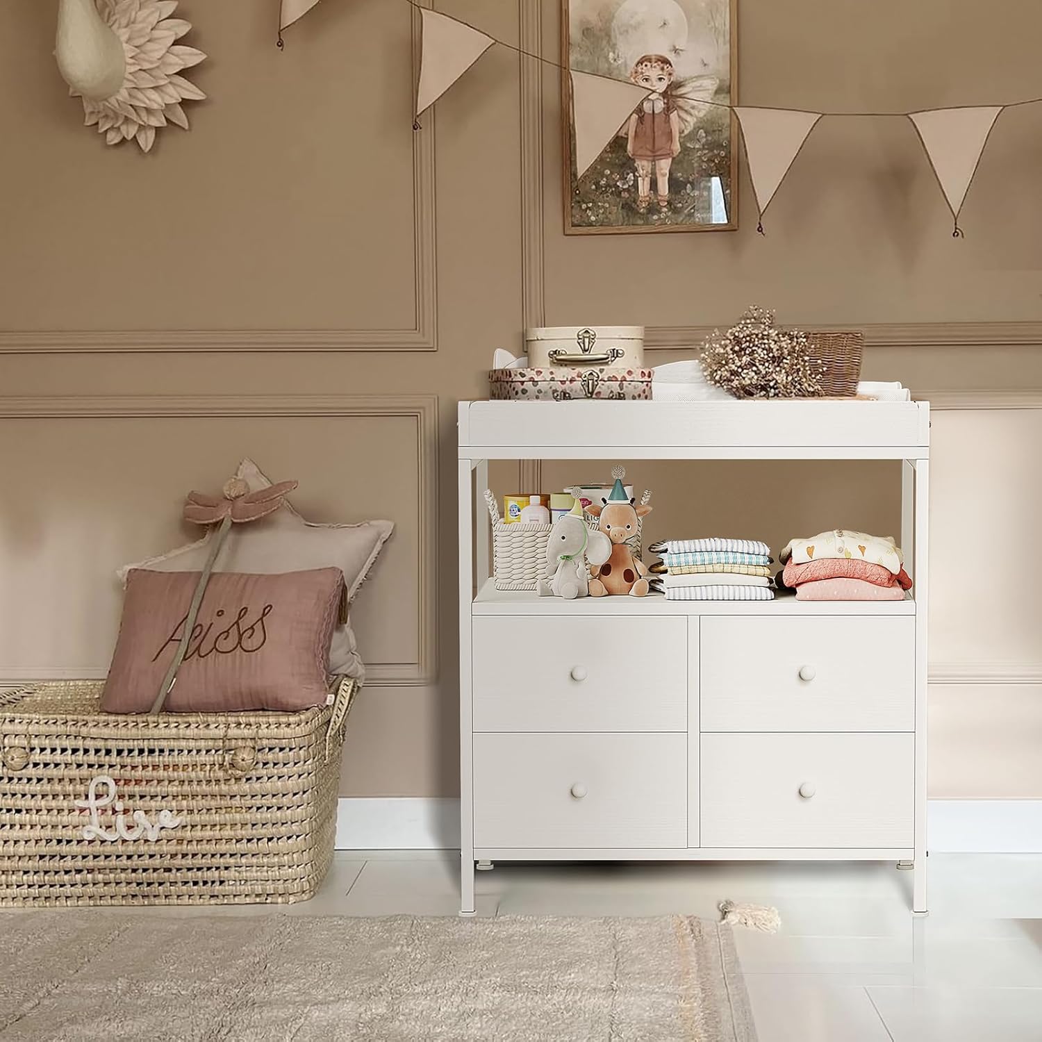White Baby Changing Table Dres - Baby Nursery Dresser Changing Table incelemesi ve fiyatı
