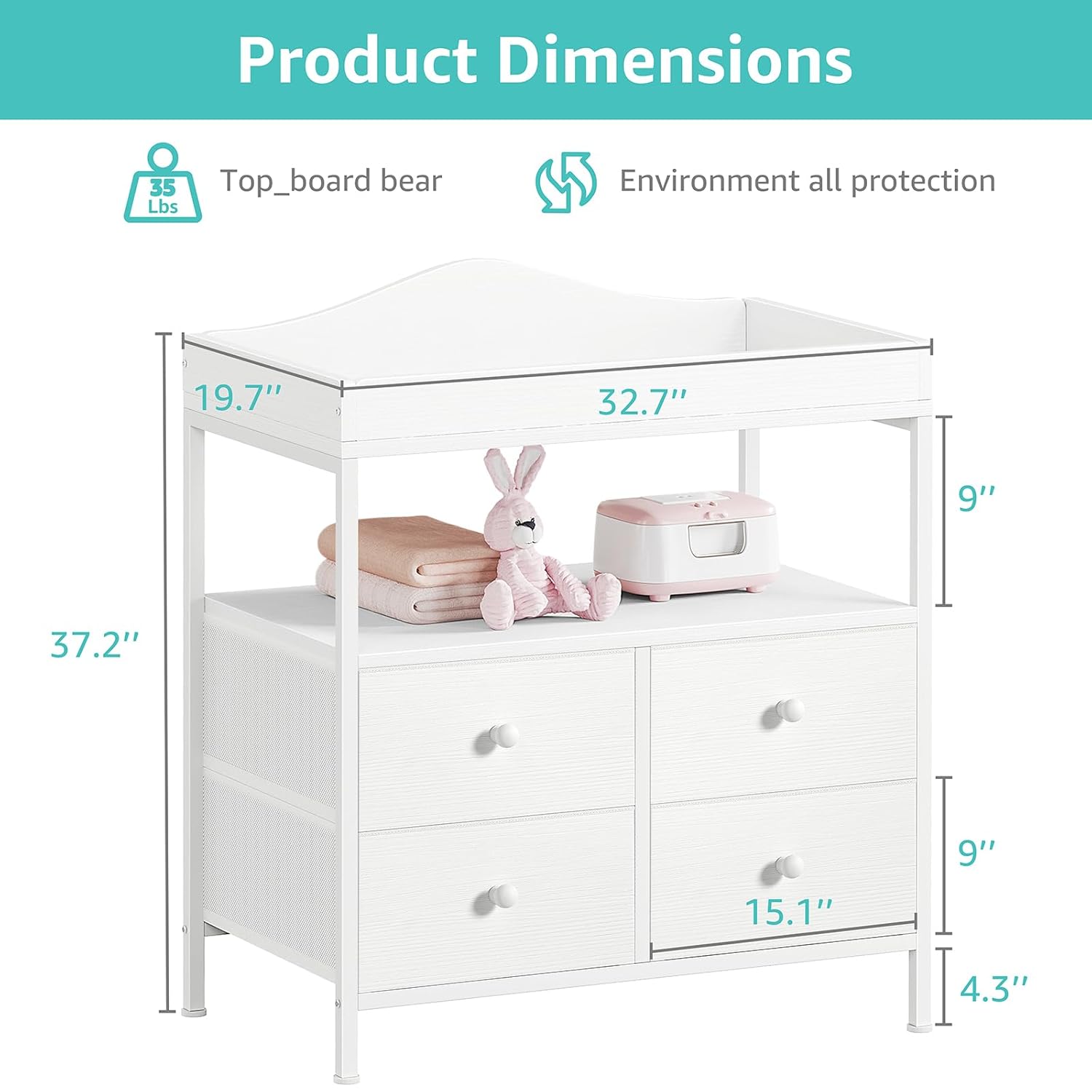 White Baby Changing Table Dres - Baby Nursery Dresser Changing Table incelemesi ve fiyatı