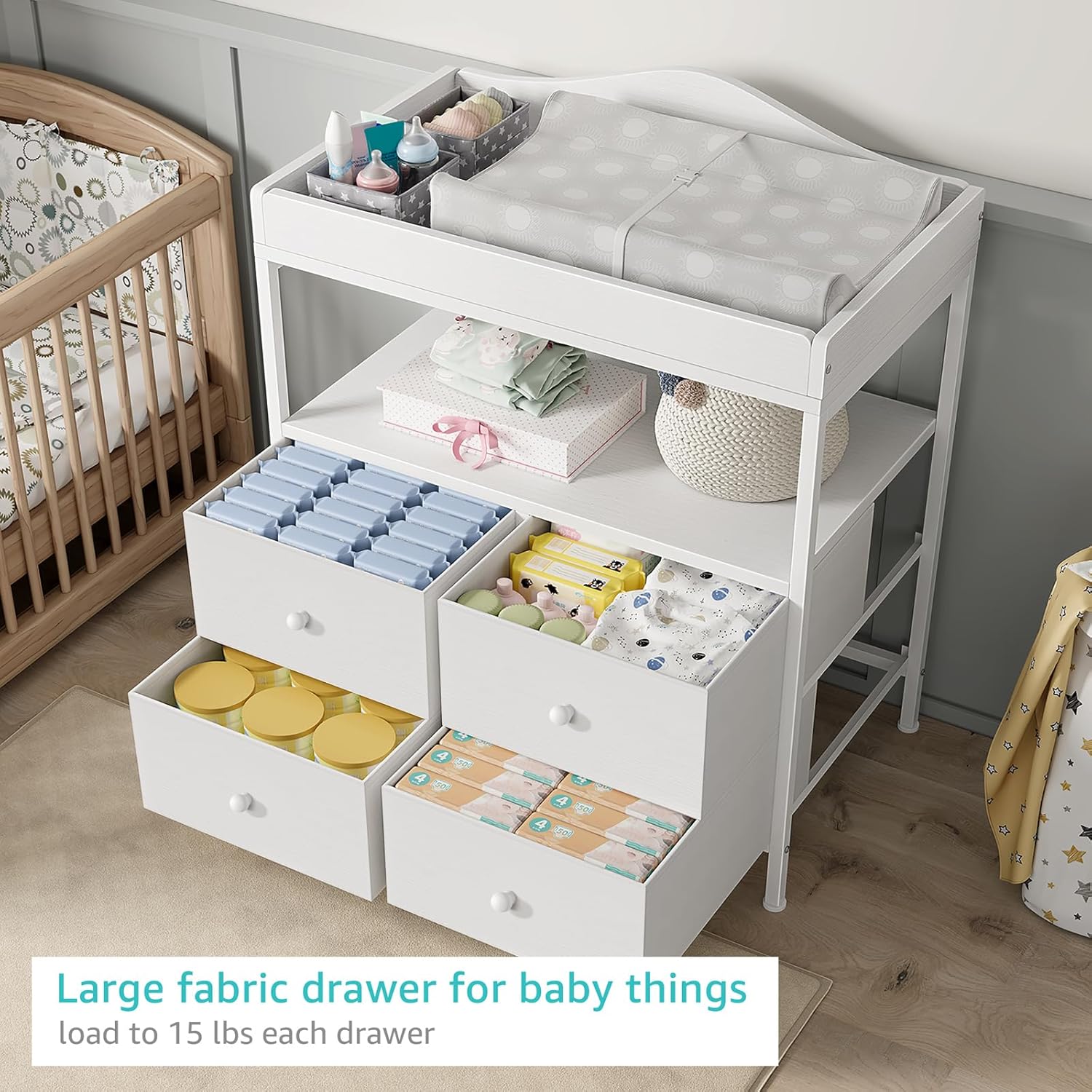 White Baby Changing Table Dres - Baby Nursery Dresser Changing Table incelemesi ve fiyatı