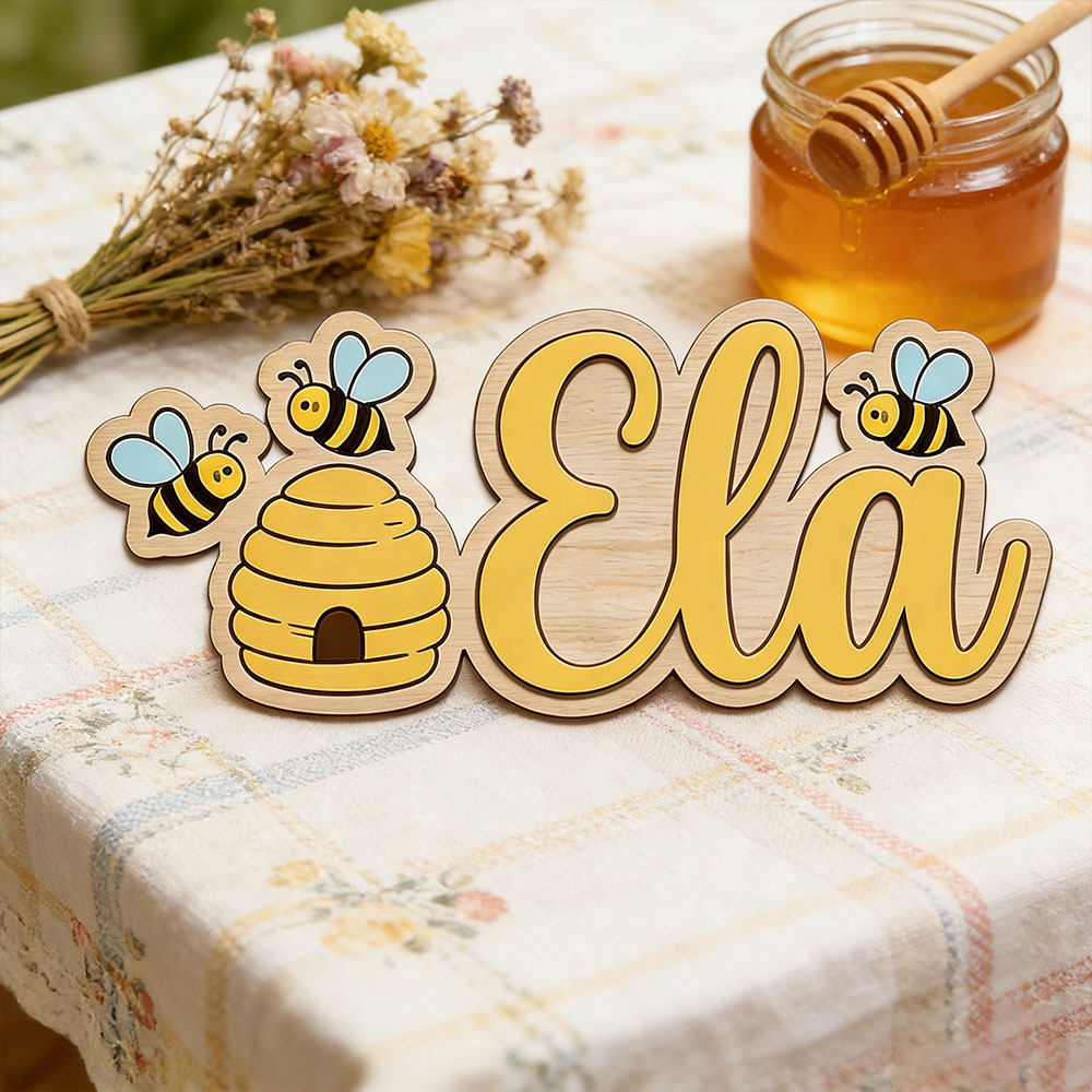 Personalized Cute Bee Hive Nam - Baby Nursery Name Sign incelemesi ve fiyatı
