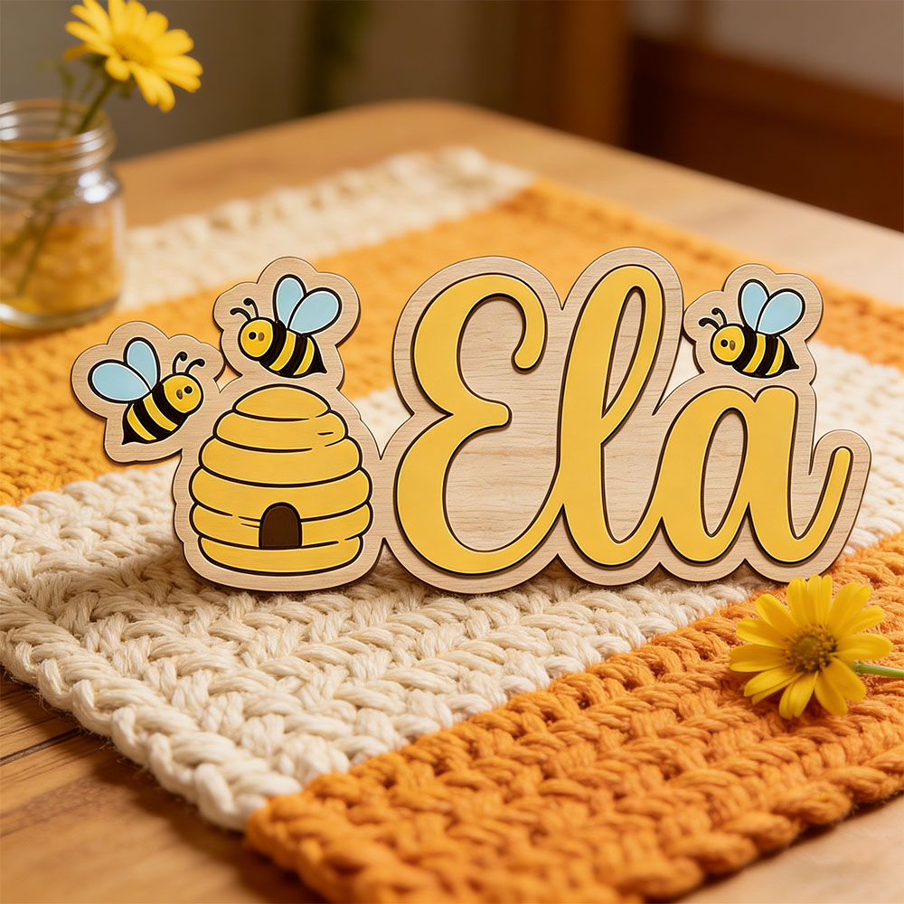 Personalized Cute Bee Hive Nam - Baby Nursery Name Sign incelemesi ve fiyatı