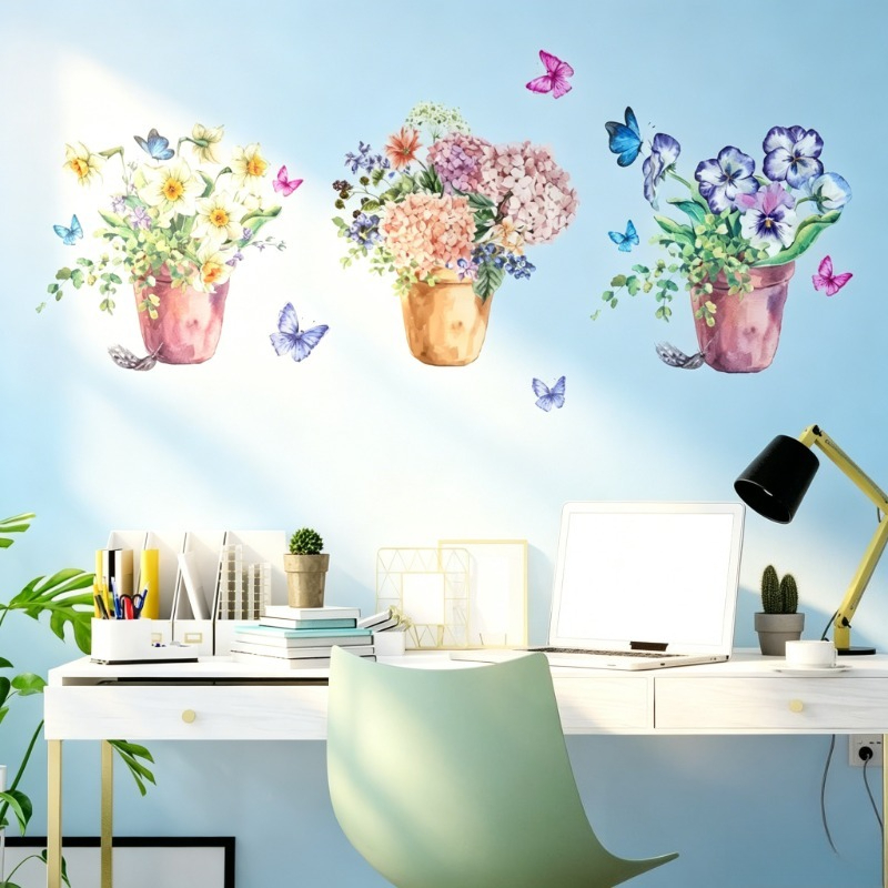 Pastel Hydrangea Pansy Wall De - Wall Decal Nursery incelemesi ve fiyatı