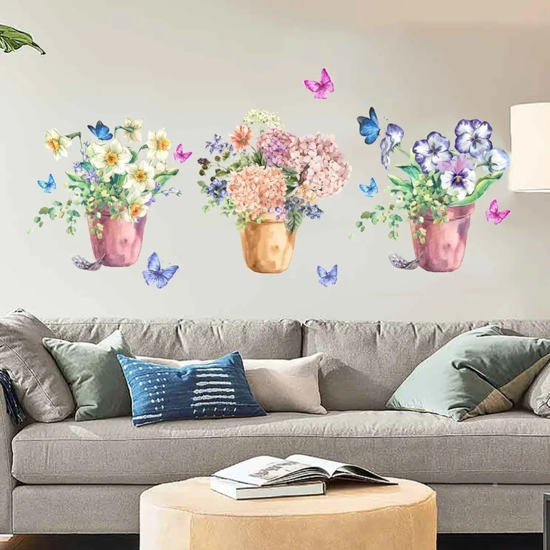 Pastel Hydrangea Pansy Wall De - Wall Decal Nursery incelemesi ve fiyatı