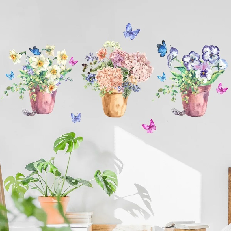 Pastel Hydrangea Pansy Wall De - Wall Decal Nursery incelemesi ve fiyatı