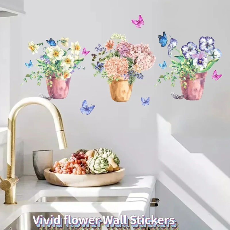 Pastel Hydrangea Pansy Wall De - Wall Decal Nursery incelemesi ve fiyatı