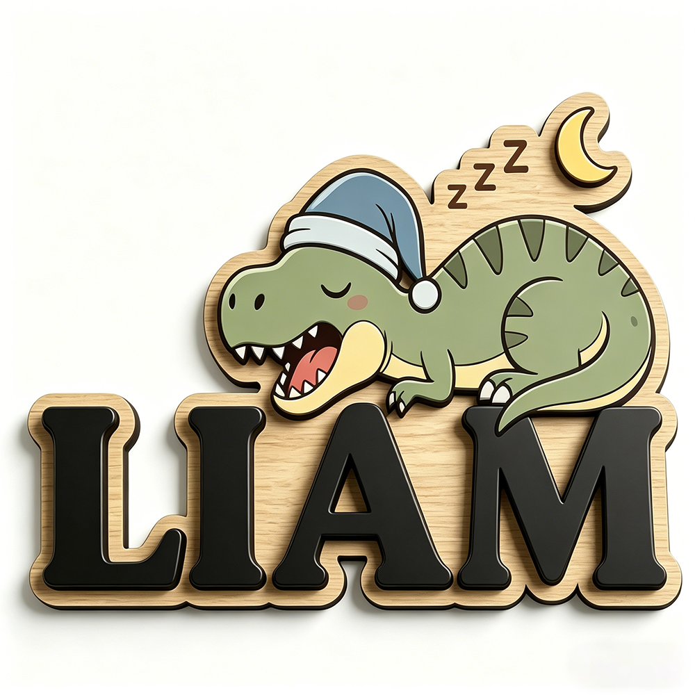 Personalized Sleepy Dinosaur N - Baby Nursery Name Sign incelemesi ve fiyatı