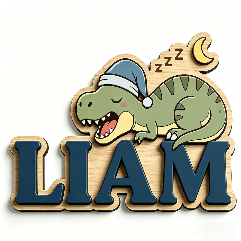 Personalized Sleepy Dinosaur N - Baby Nursery Name Sign incelemesi ve fiyatı