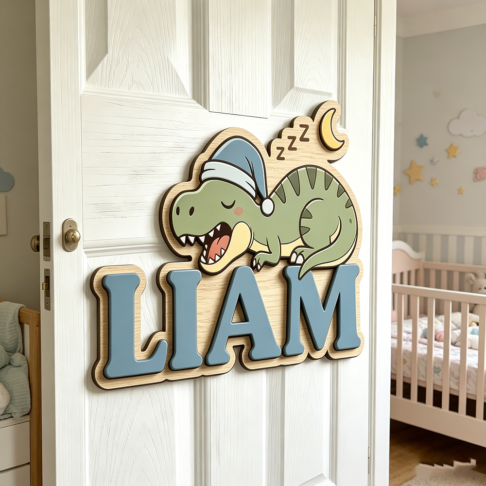 Personalized Sleepy Dinosaur N - Baby Nursery Name Sign incelemesi ve fiyatı