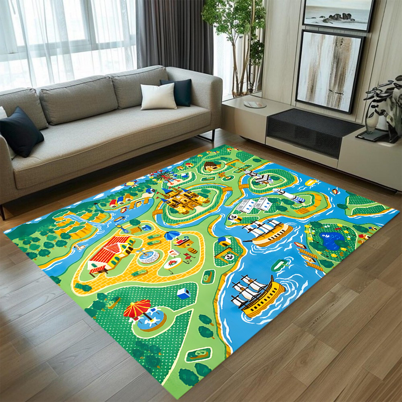 Cute Car Track Play Rug Green  - Baby Nursery Mat incelemesi ve fiyatı