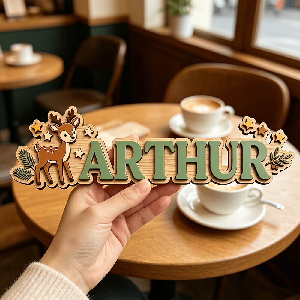 Custom Deer & Star Wooden Name - Baby Nursery Name Sign incelemesi ve fiyatı