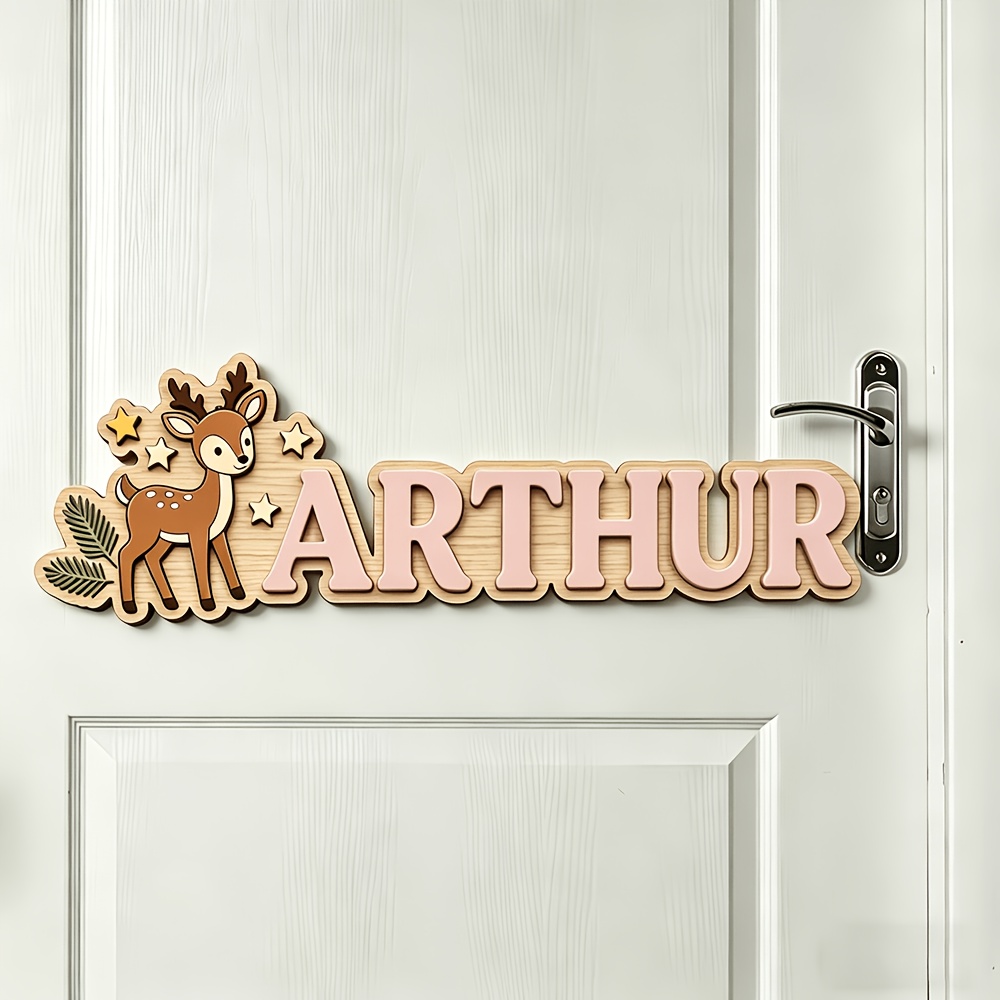 Custom Deer & Star Wooden Name - Baby Nursery Name Sign incelemesi ve fiyatı