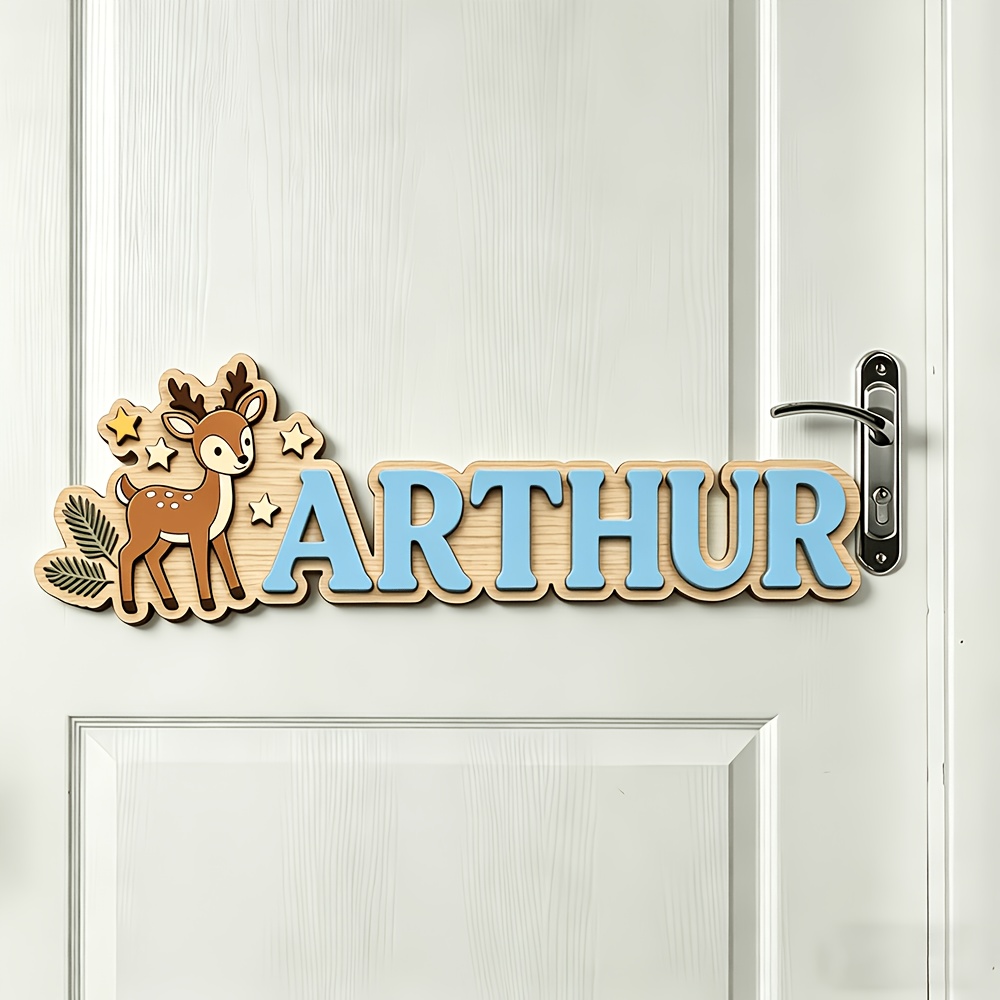 Custom Deer & Star Wooden Name - Baby Nursery Name Sign incelemesi ve fiyatı