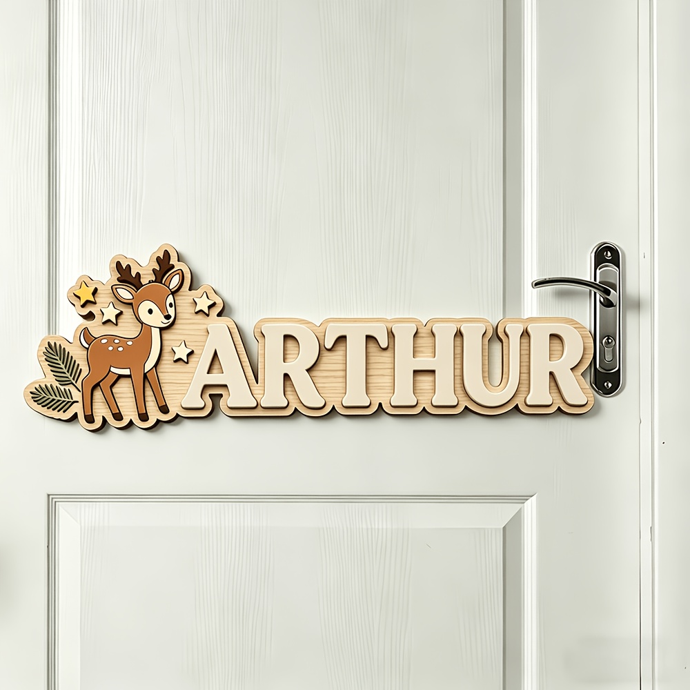 Custom Deer & Star Wooden Name - Baby Nursery Name Sign incelemesi ve fiyatı