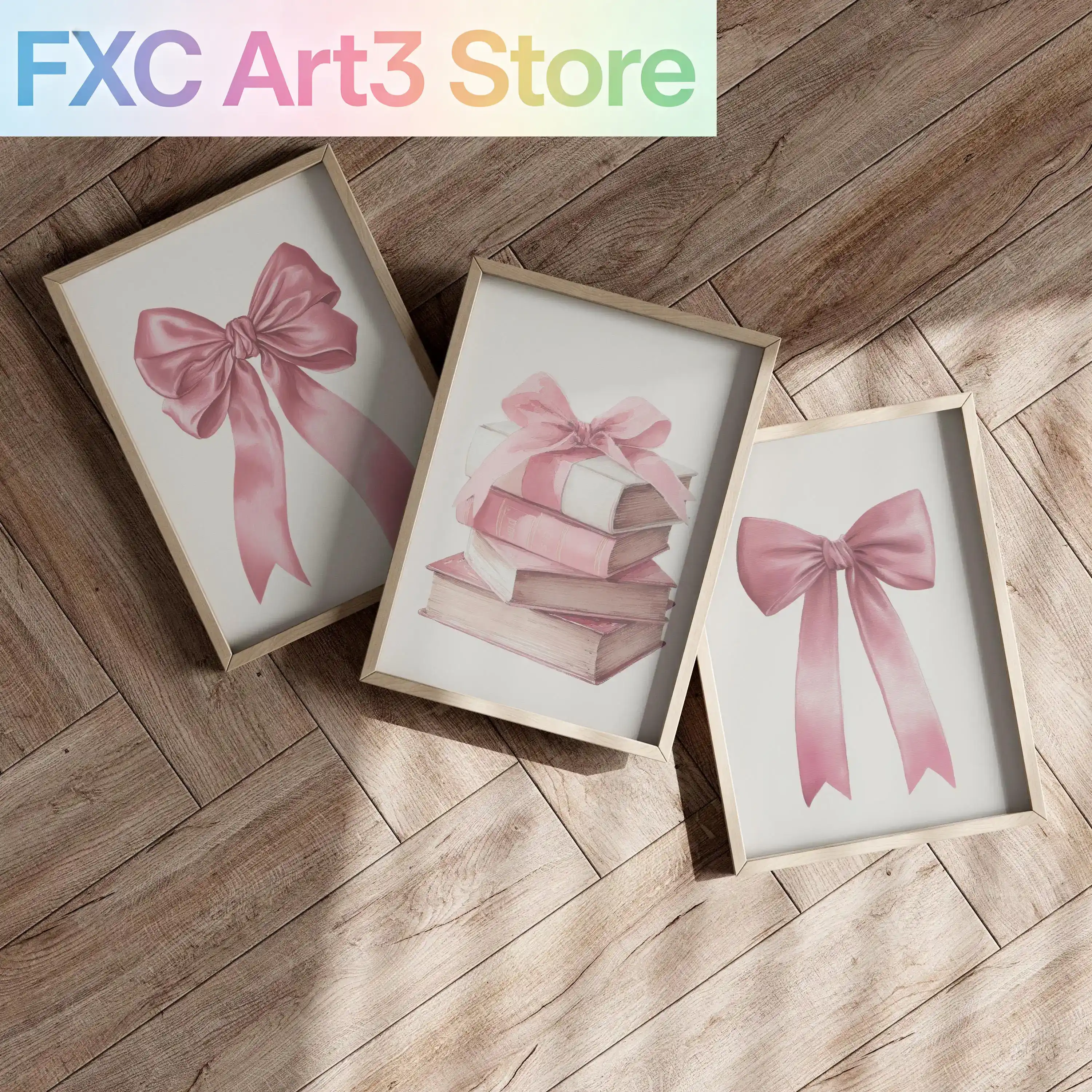 3pcs/Set frameless,Pink Bows W - Baby Nursery Frames incelemesi ve fiyatı