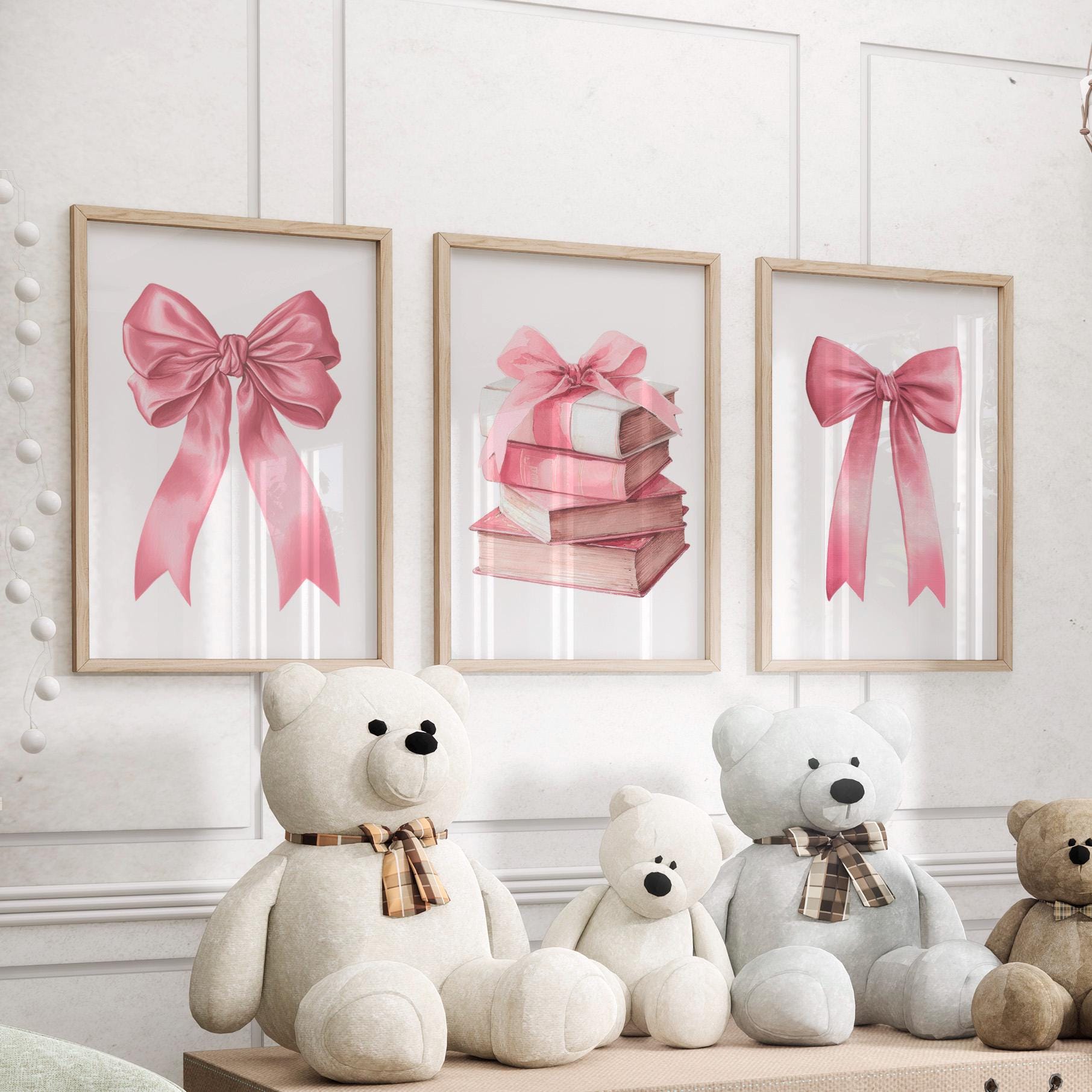 3pcs/Set frameless,Pink Bows W - Baby Nursery Frames incelemesi ve fiyatı