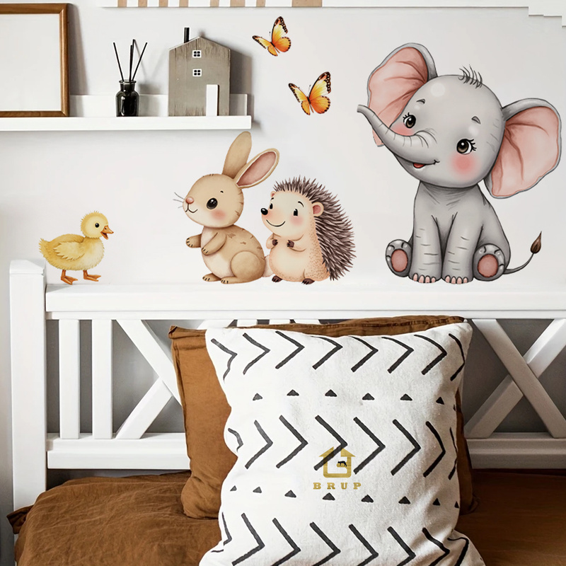 Cartoon Animal Wall Sticker -  - Wall Decal Nursery incelemesi ve fiyatı