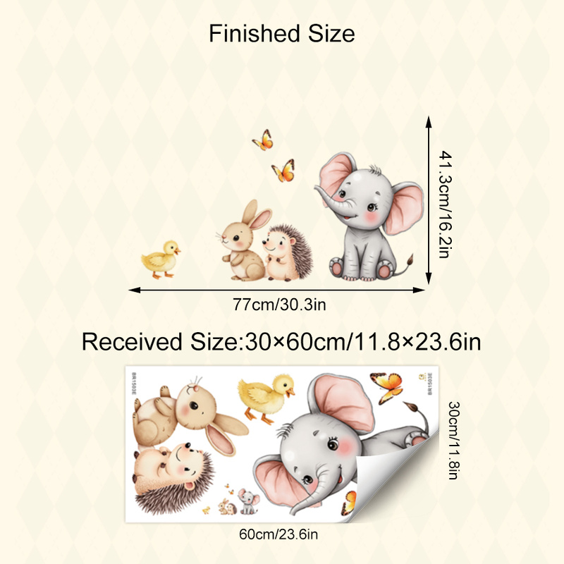 Cartoon Animal Wall Sticker -  - Wall Decal Nursery incelemesi ve fiyatı
