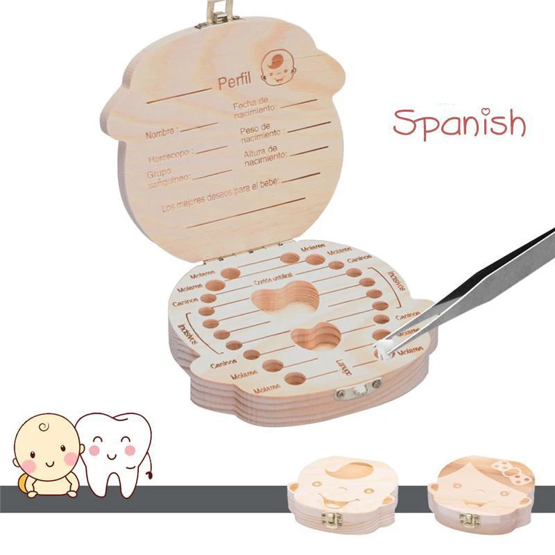 1pc-Baby Tooth Box Spanish Woo - Baby Keepsake Box incelemesi ve fiyatı
