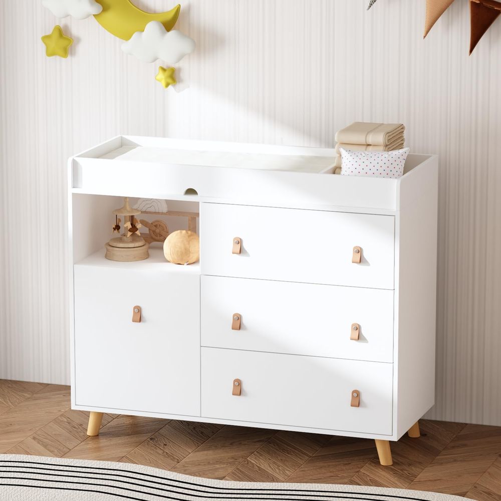 White 4-Drawer Nursery Dresser - Baby Nursery Drawers incelemesi ve fiyatı