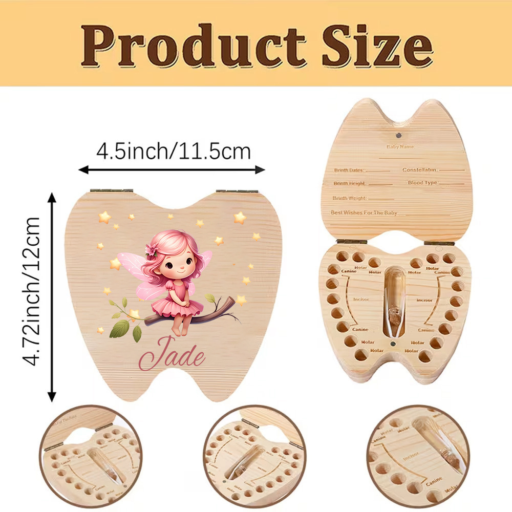 Personalized Tooth Fairy Woode - Baby Keepsake Box incelemesi ve fiyatı