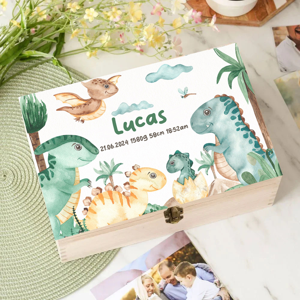 Personalized Dinosaur with Nam - Baby Keepsake Box incelemesi ve fiyatı