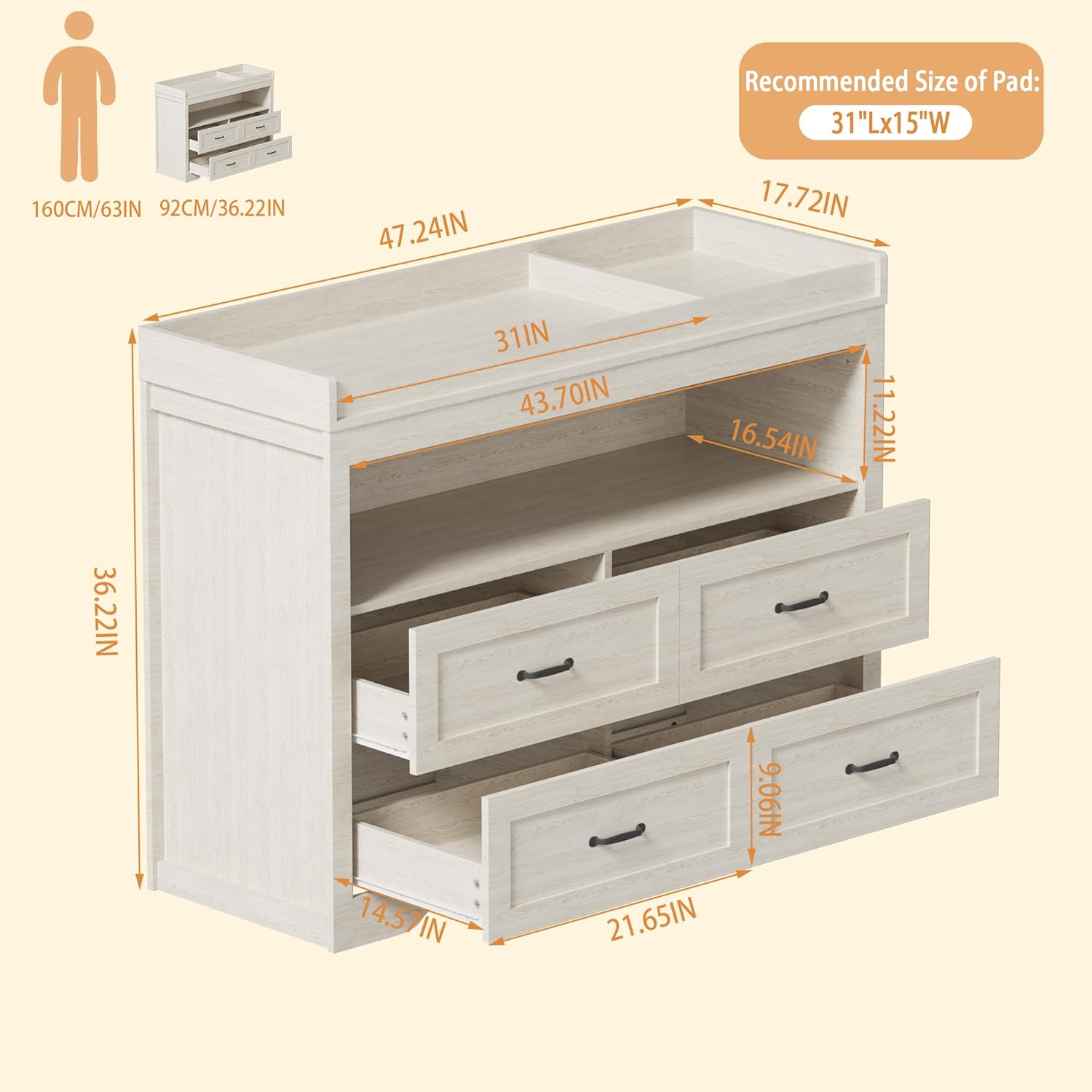 4 Drawer Nursery Dresser Chang - Baby Nursery Drawers incelemesi ve fiyatı