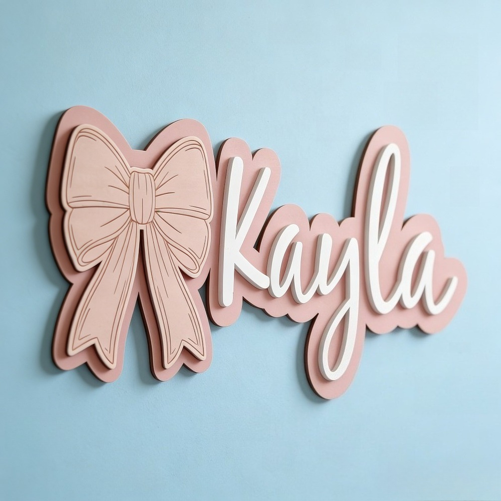 Customizable Bow-Shaped Wooden - Baby Nursery Name Sign incelemesi ve fiyatı