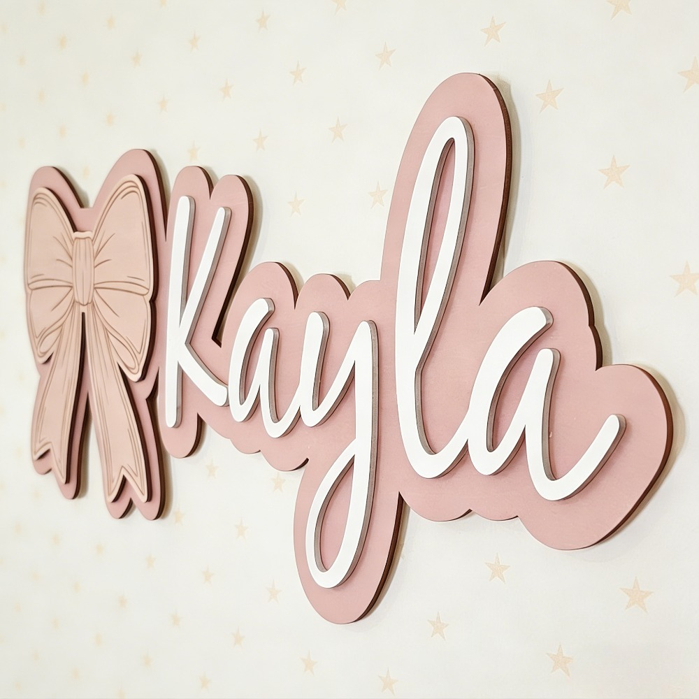 Customizable Bow-Shaped Wooden - Baby Nursery Name Sign incelemesi ve fiyatı