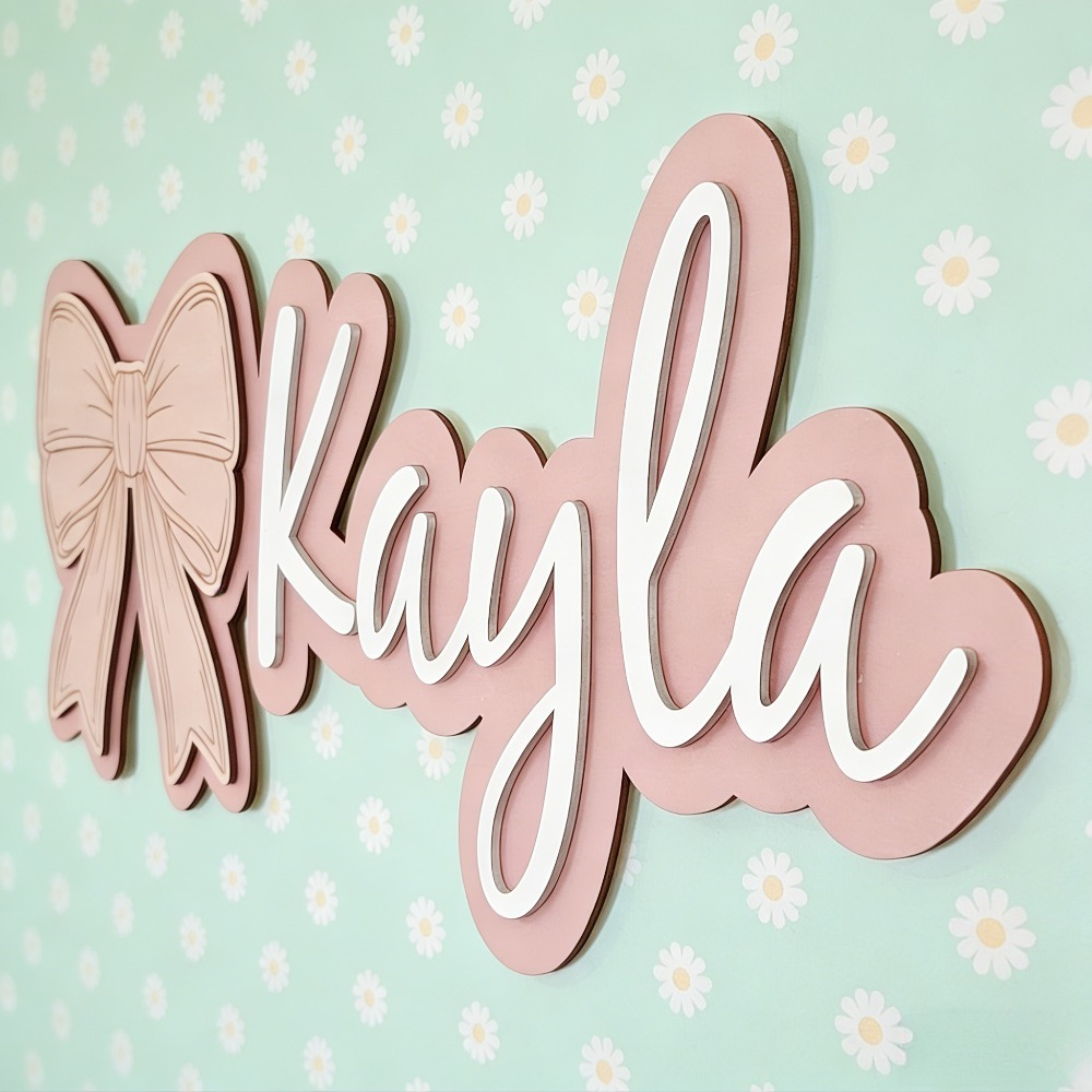 Customizable Bow-Shaped Wooden - Baby Nursery Name Sign incelemesi ve fiyatı