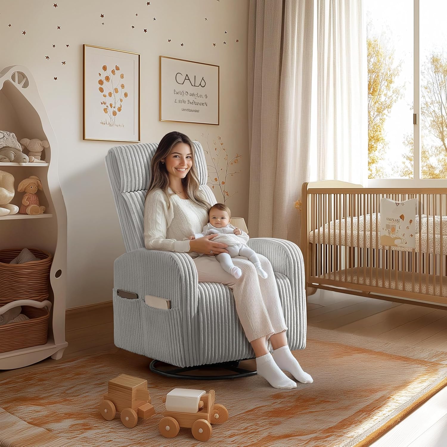 360° Swivel Glider Chair for N - Rocking Chair Nursery incelemesi ve fiyatı